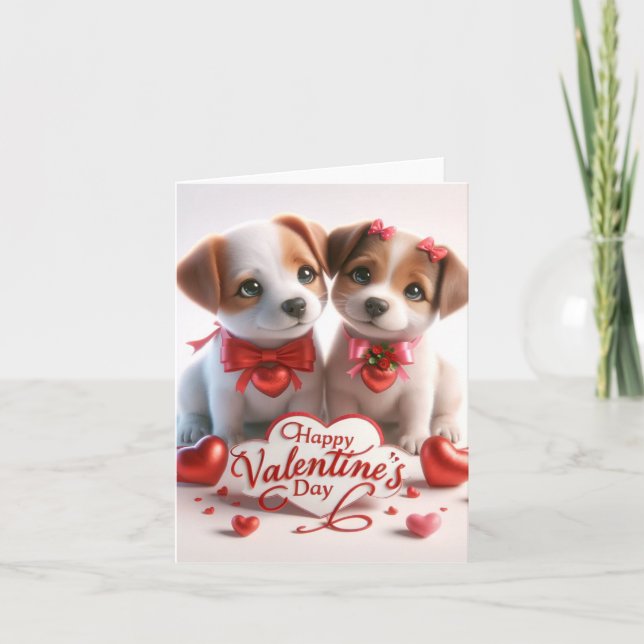 tarjeta el día de San Valentín con perros (Anverso)