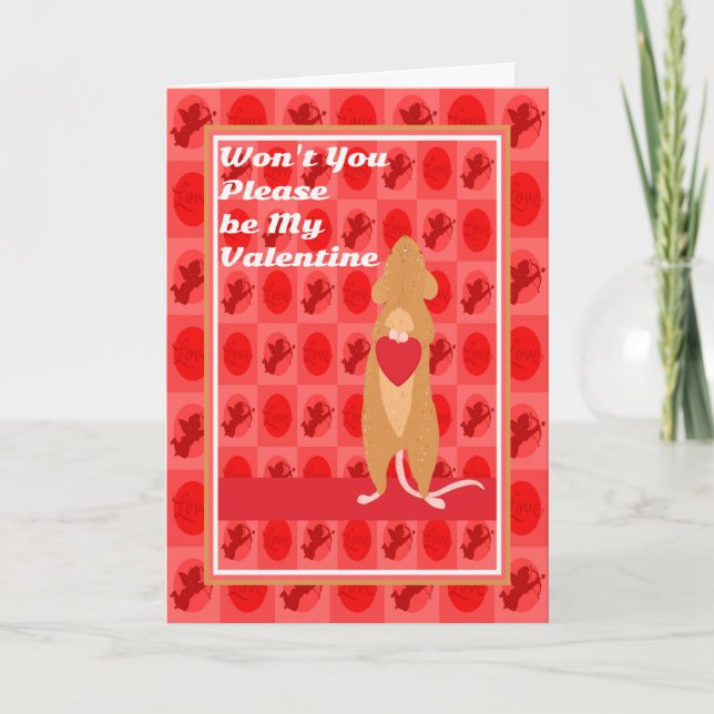 Tarjeta El día de San Valentín con ratón (Anverso)