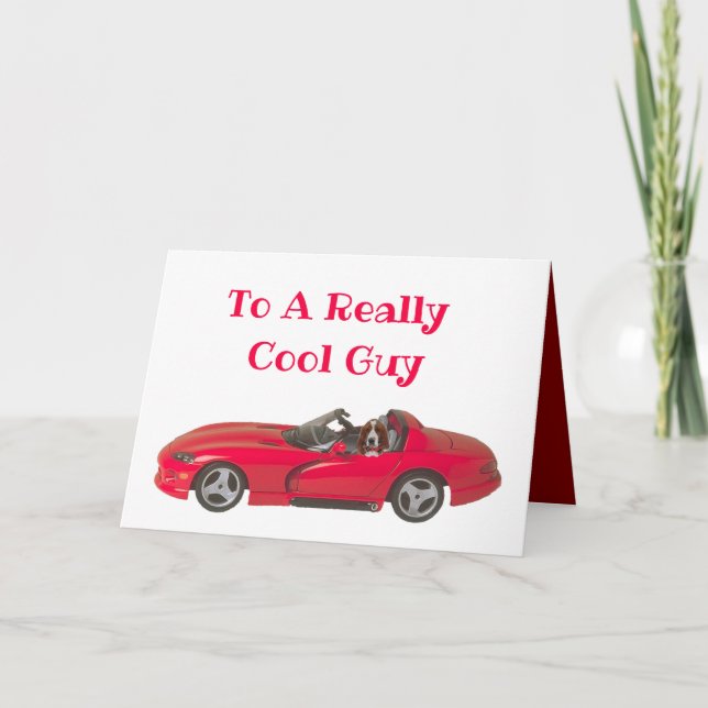 Tarjeta el día de San Valentín con Red Sports Car  (Anverso)