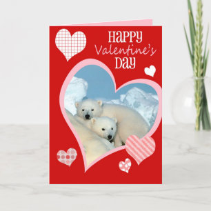 Tarjeta El día de San Valentín corta, osos polares
