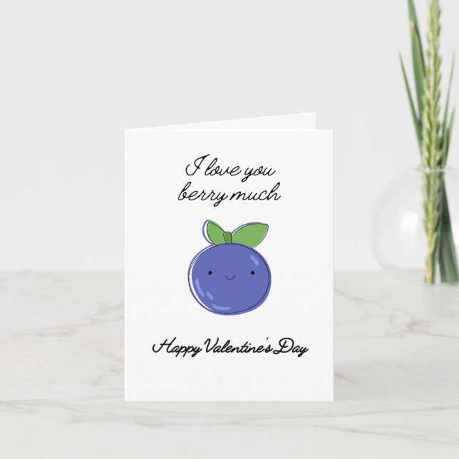 Tarjeta El día de San Valentín Cute Blueberry (Anverso)