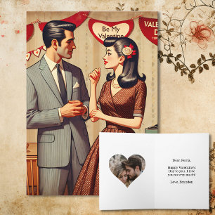 Tarjeta El día de San Valentín Cute Retro Pareja Personali
