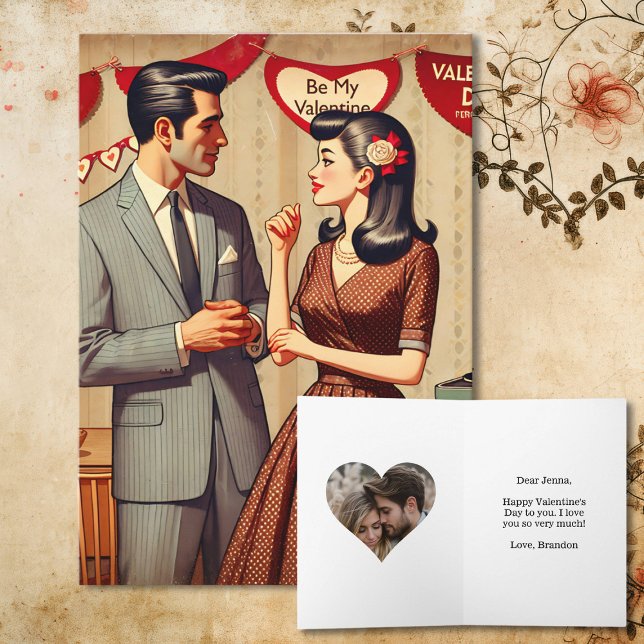 Tarjeta El día de San Valentín Cute Retro Pareja Personali (Subido por el creador)