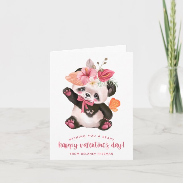 Tarjeta El día de San Valentín Cute Tropical Panda (Anverso)