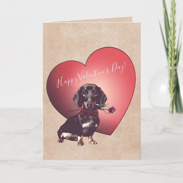 Tarjeta El día de San Valentín Dachshund (Anverso)