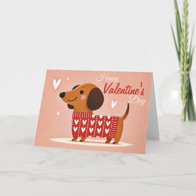 Tarjeta El día de San Valentín Dachshund (Anverso)