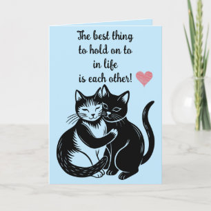 Tarjeta El día de San Valentín de abrazo de gatos editable