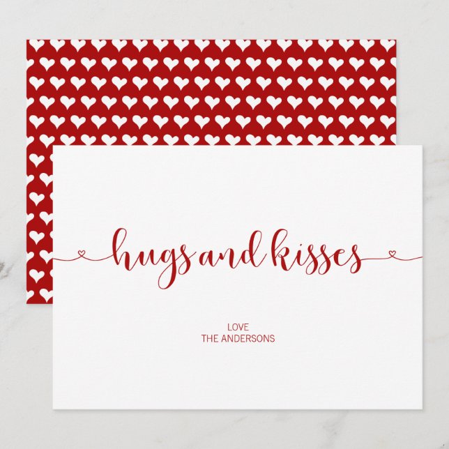 Tarjeta El día de San Valentín de abrazos y besos (Anverso / Reverso)