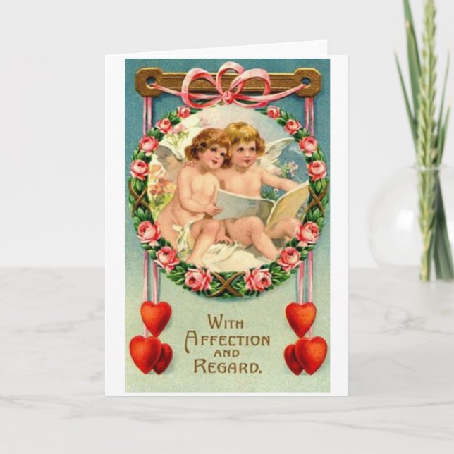Tarjeta El día de San Valentín de afecto cupido de (Anverso)