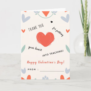 Tarjeta El día de San Valentín de Agradecimiento del profe