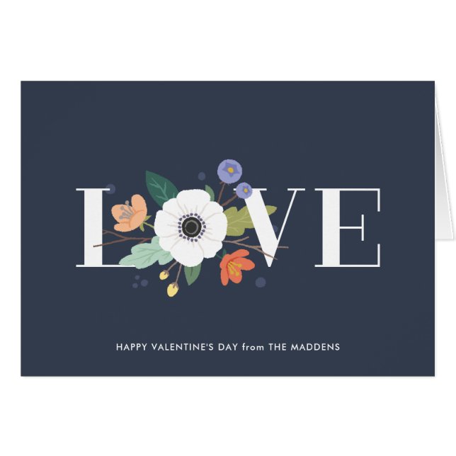 Tarjeta El día de San Valentín de amor floral - Me (Anverso (Horizontal))