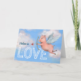 Tarjeta El día de San Valentín de amor único de cerdo vola