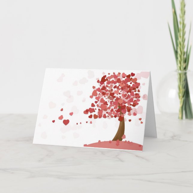 Tarjeta El día de San Valentín de árbol del corazó (Anverso)