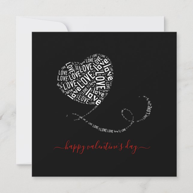 Tarjeta El día de San Valentín de arte de palabras de glob (Anverso)
