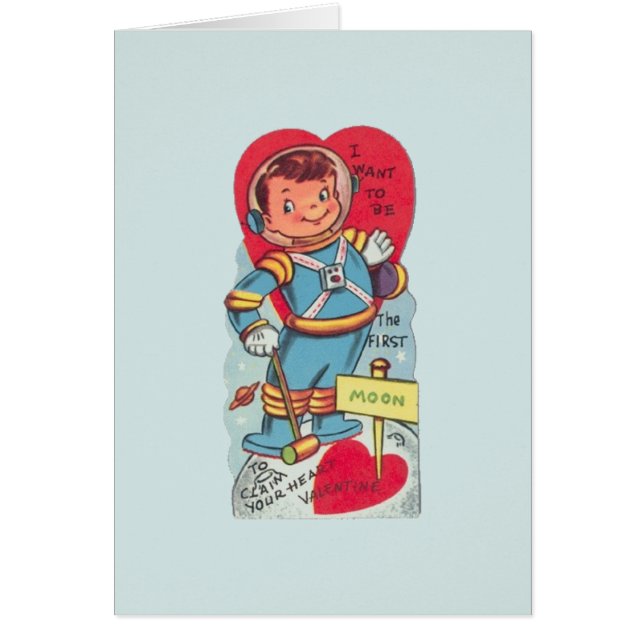 Tarjeta El día de San Valentín de astronauta vinta (Frente)