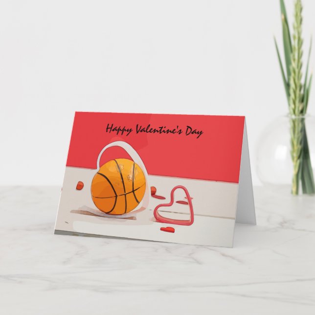Tarjeta El día de San Valentín de baloncesto Baloncesto co (Anverso)