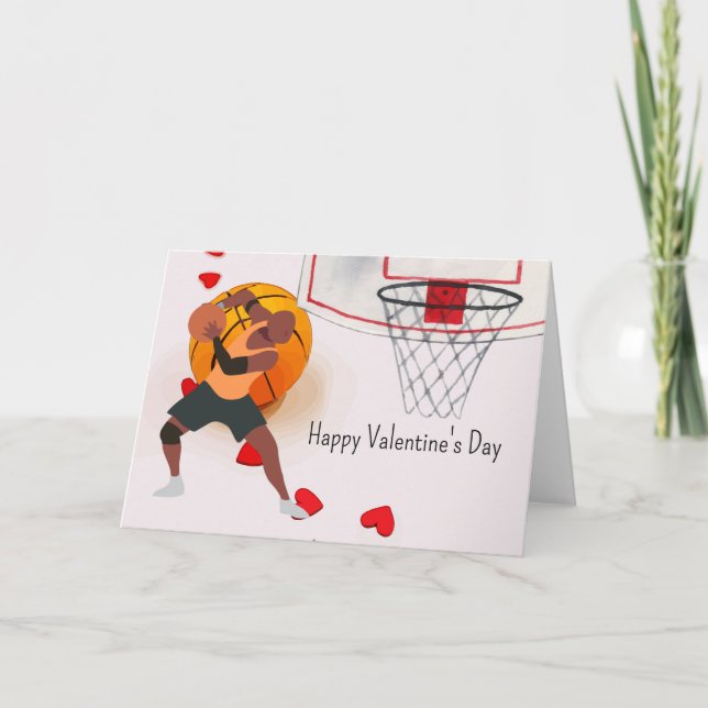 Tarjeta El día de San Valentín de baloncesto con amor Ca (Anverso)