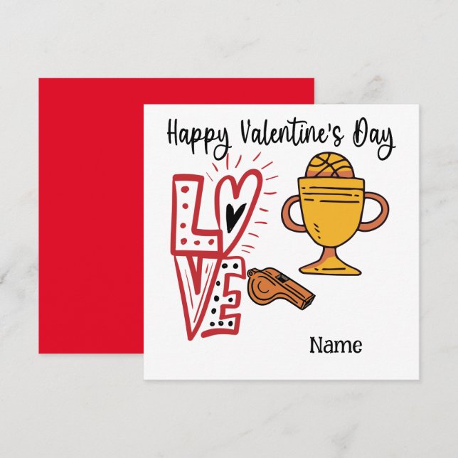 Tarjeta El día de San Valentín de baloncesto de jugador co (Anverso / Reverso)