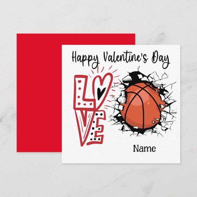 Tarjeta El día de San Valentín de baloncesto de jugador co (Anverso / Reverso)