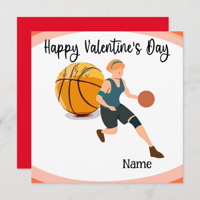 Tarjeta El día de San Valentín de baloncesto de jugador co (Anverso / Reverso)
