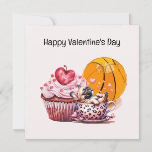 Tarjeta El día de San Valentín de baloncesto de jugador co