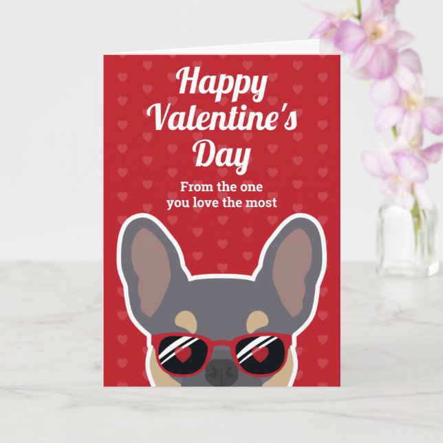 Tarjeta El día de San Valentín de Bulldog francés Lilac Ta (Orquídea)