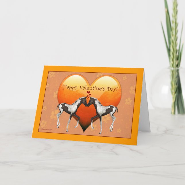 Tarjeta El día de San Valentín de caballos de amor (Anverso)