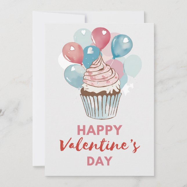 Tarjeta El día de San Valentín de copos de globo a (Anverso)
