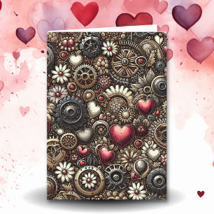 Tarjeta El día de San Valentín de corazones Steampunk pers
