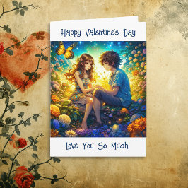 Tarjeta El día de San Valentín de Cute Anime y Mariposa