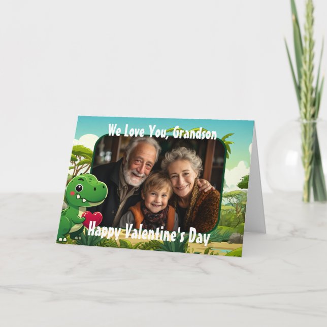 Tarjeta El día de San Valentín de dinosaurios foto (Anverso)