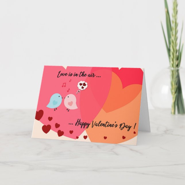 Tarjeta El día de San Valentín de dos pájaros pequ (Anverso)