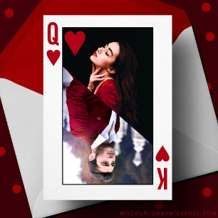 Tarjeta El día de San Valentín de fotografía roja Rey y Re