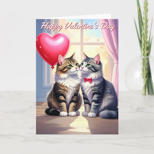 Tarjeta El día de San Valentín de gato (Anverso)
