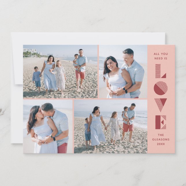 Tarjeta El día de San Valentín de Geo Love 4-Photo (Anverso)