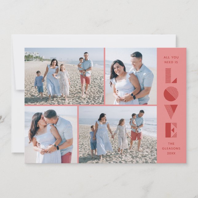 Tarjeta El día de San Valentín de Geo Love 4-Photo (Anverso)