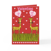 Tarjeta El día de San Valentín de Giraffe