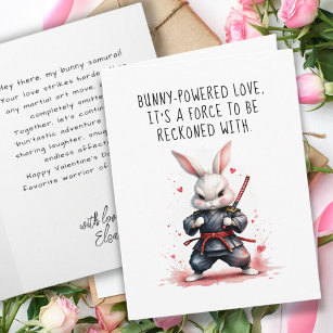 Tarjeta El día de San Valentín de Guay Bunny Ninja Warrior