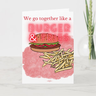 Tarjeta El día de San Valentín de hamburguesas y f