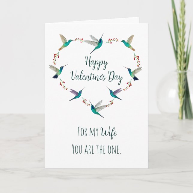 Tarjeta El día de San Valentín de Heart Hummingbird para e (Anverso)