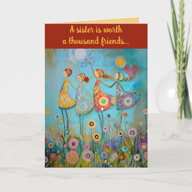 Tarjeta El día de San Valentín de hermanas editables (Anverso)