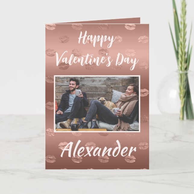 Tarjeta El día de San Valentín de impresión de lápiz labia (Anverso)