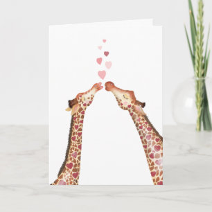 Tarjeta El día de San Valentín de jirafas de besos