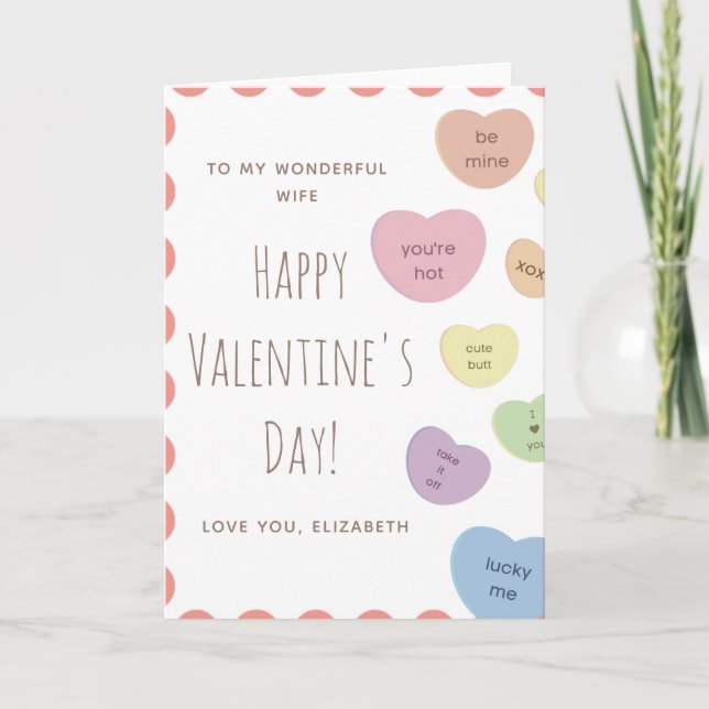 Tarjeta El día de San Valentín de la esposa de un dulce y  (Anverso)