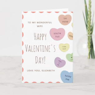 Tarjeta El día de San Valentín de la esposa de un dulce y 