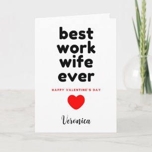 Tarjeta El día de San Valentín de la mejor esposa trabajad