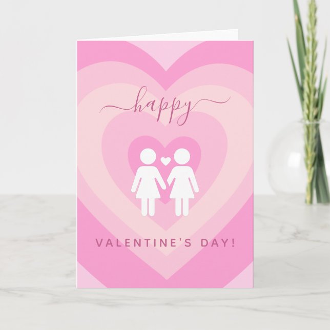 Tarjeta El día de San Valentín de la pareja de lesbianas g (Anverso)