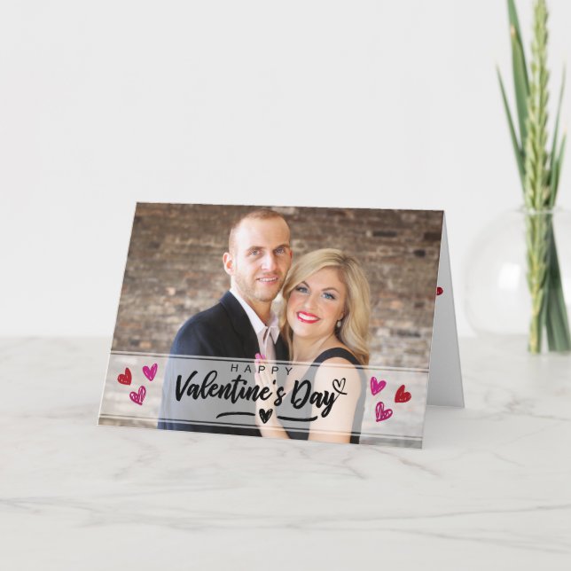 Tarjeta El día de San Valentín de los corazones rosados ro (Anverso)