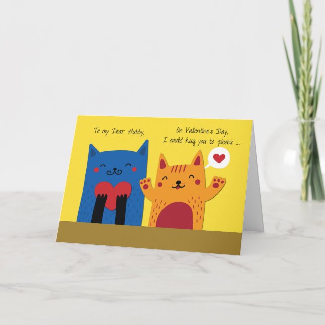 Tarjeta El día de San Valentín de los esposos se abrazan y (Anverso)