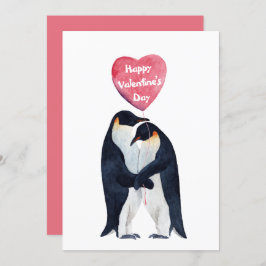 Tarjeta El día de San Valentín de los Pingüinos Emperadore